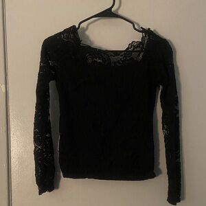 Elegant Black Lace Long Sleeve Top